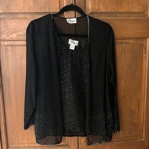 J Kara Black and Silver Embellished Jacket